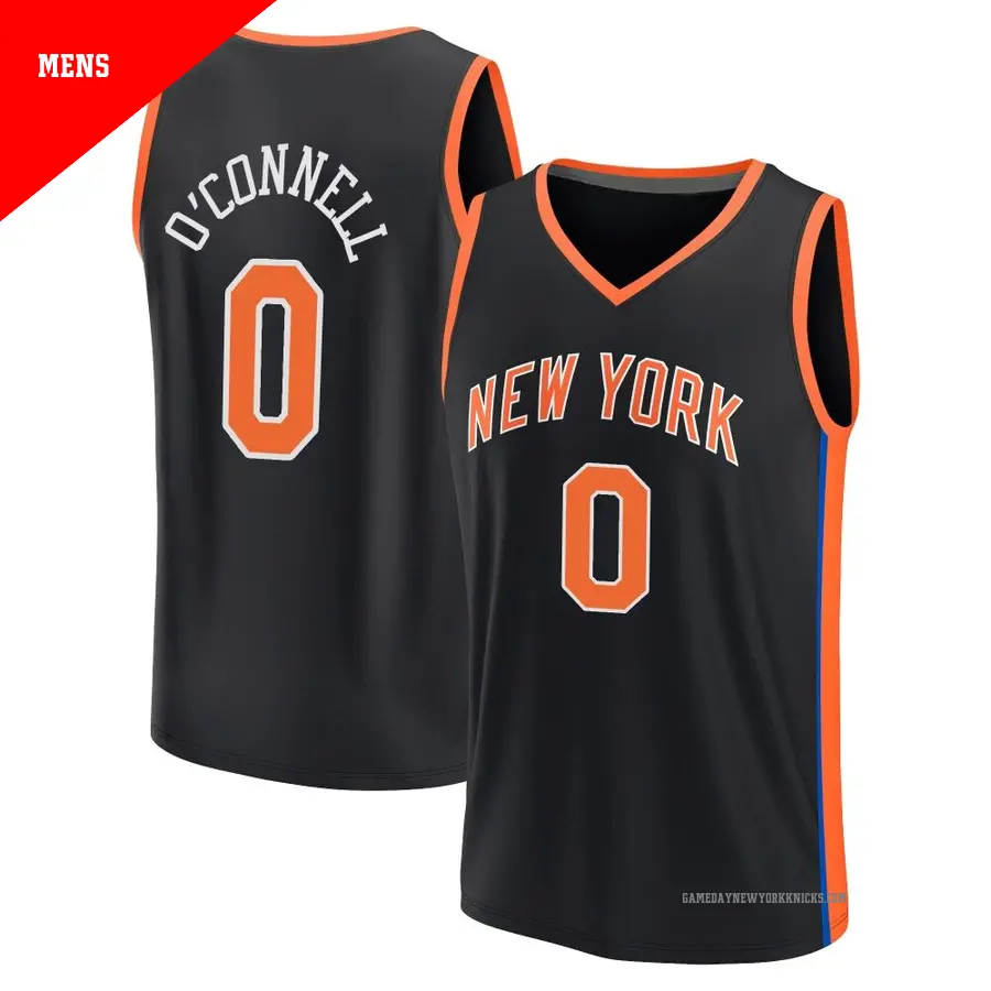 ＃0 Men's Alex O'Connell New York Knicks 2022/23 Fast Break Black City Edition Jersey