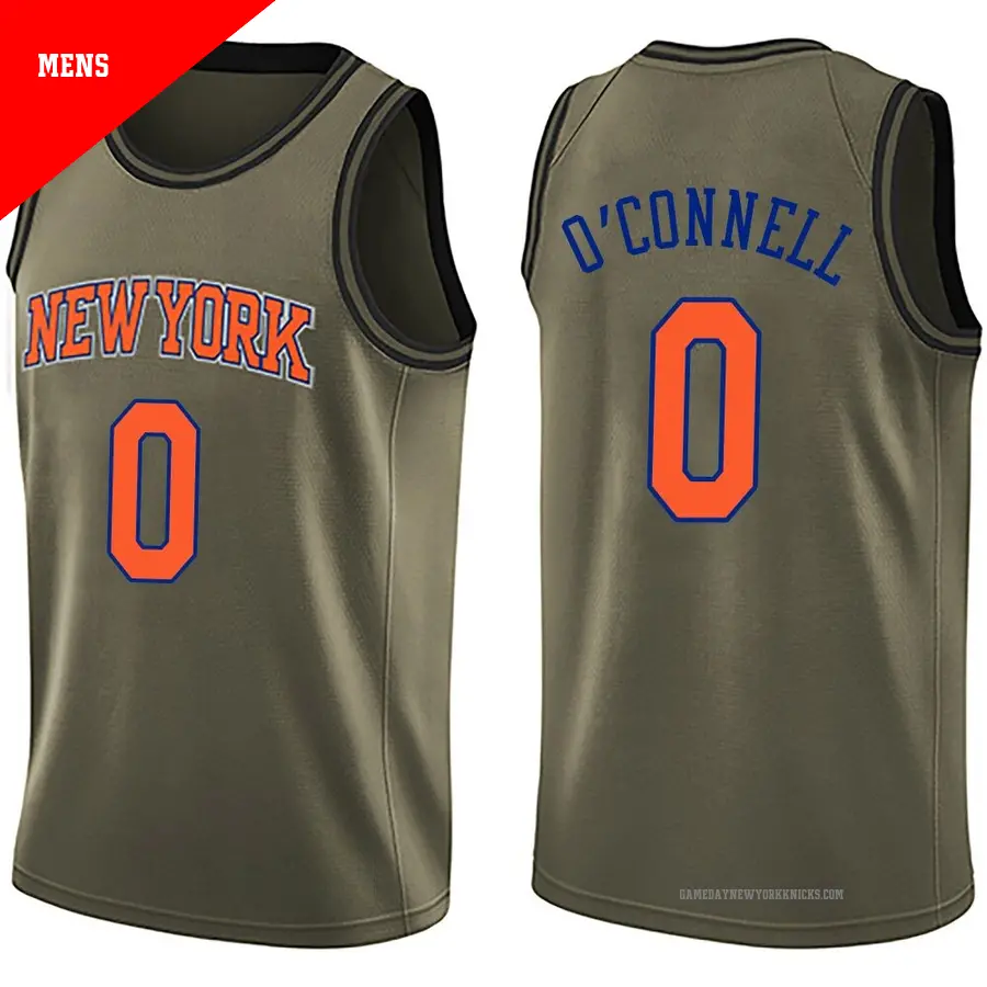 ＃0 Men's Alex O'Connell New York Knicks Green Swingman Salute to Service Jersey
