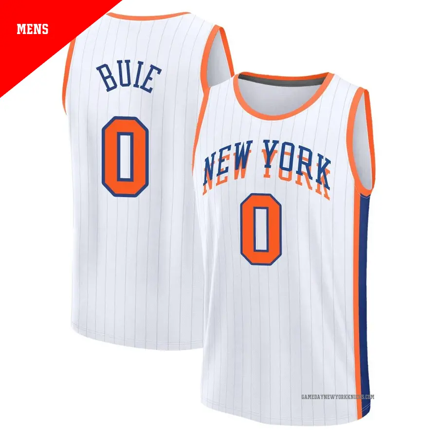＃0 Men's Boo Buie New York Knicks 2024/25 Fast Break White City Edition Jersey