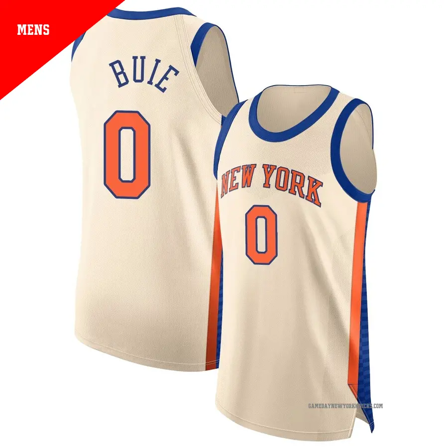 ＃0 Men's Boo Buie New York Knicks 2025/26 Authentic Cream City Edition Jersey