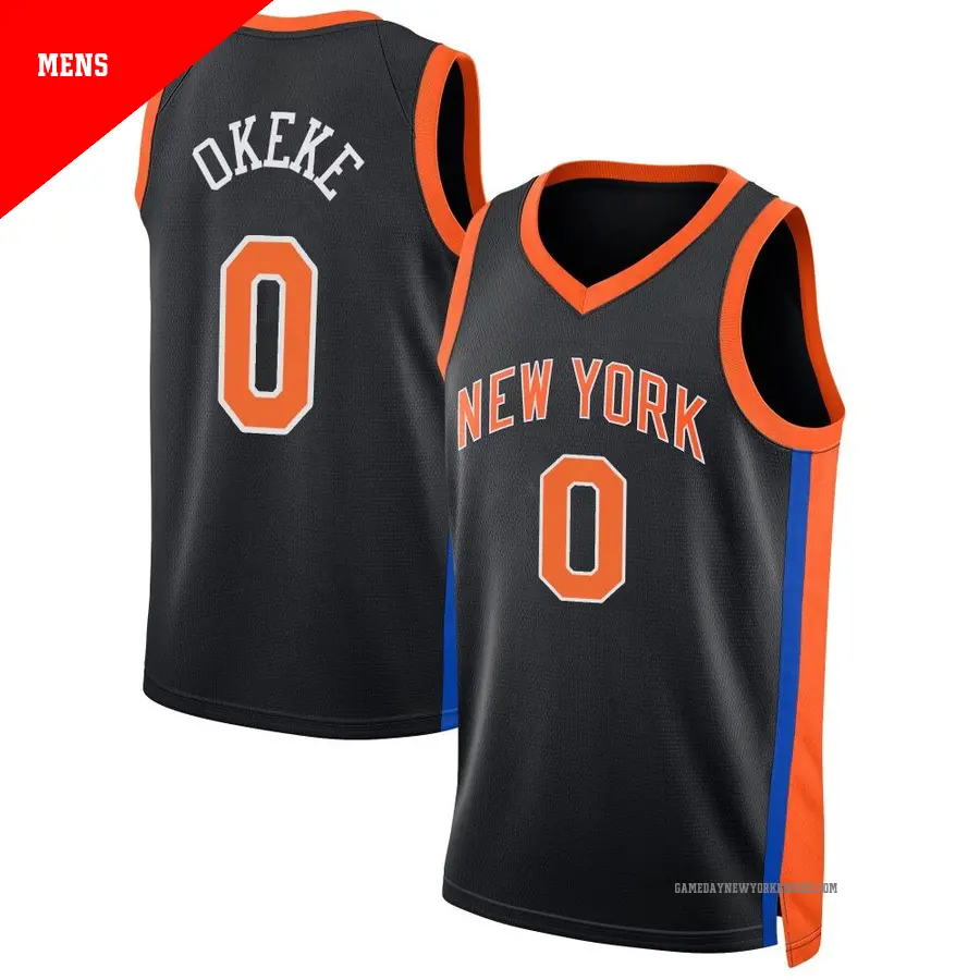 ＃0 Men's Chuma Okeke New York Knicks 2022/23 Swingman Black City Edition Jersey