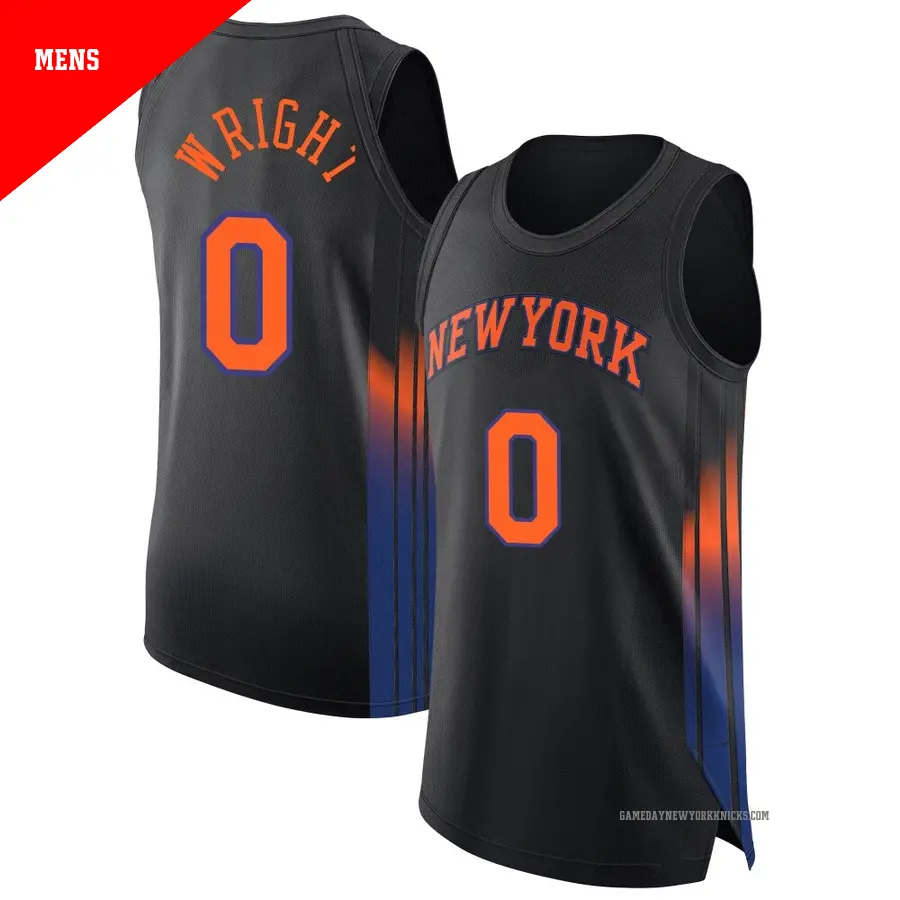＃0 Men's Delon Wright New York Knicks 2024/25 Authentic Black Statement Edition Jersey