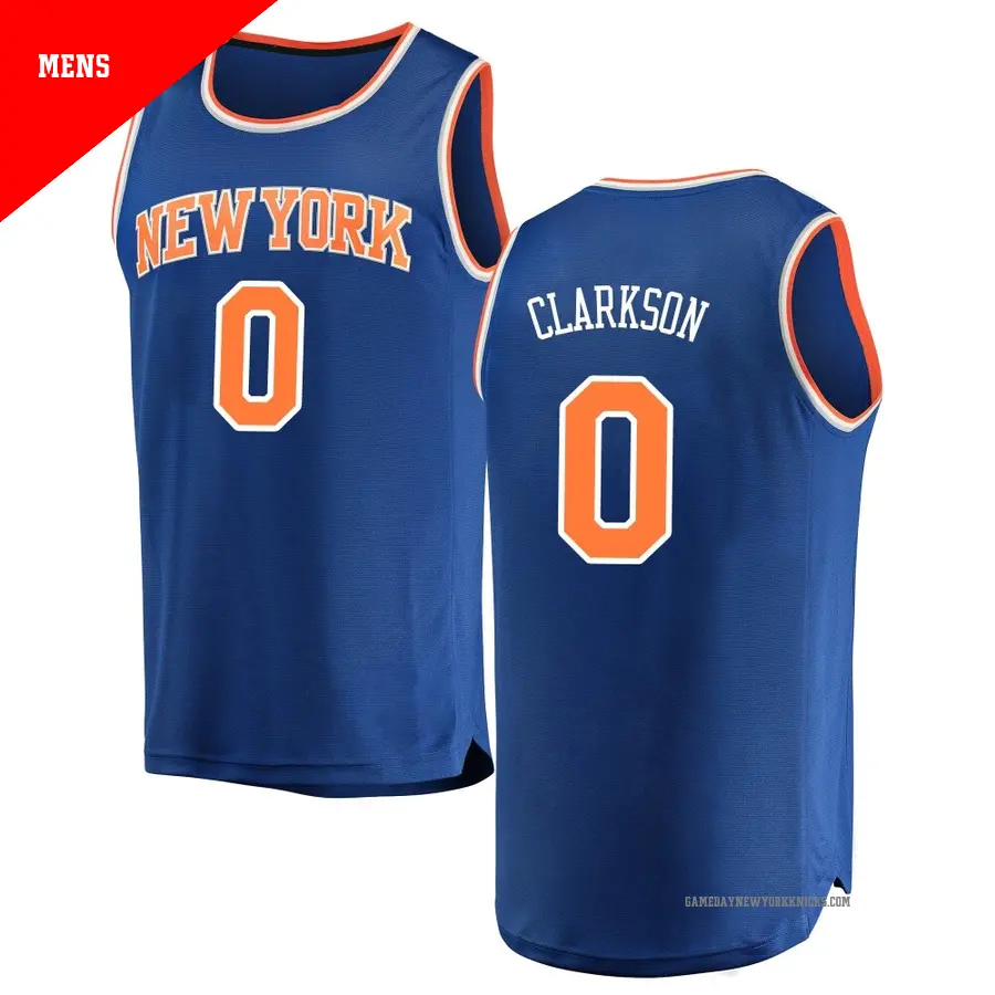 ＃0 Men's Jordan Clarkson New York Knicks Blue Fast Break Jersey Icon Edition
