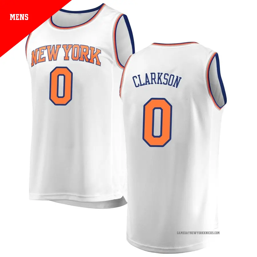 ＃0 Men's Jordan Clarkson New York Knicks White Fast Break JerseyAssociation Edition