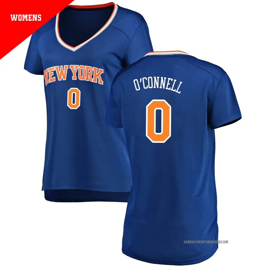 ＃0 Women's Alex O'Connell New York Knicks Blue Fast Break Jersey Icon Edition