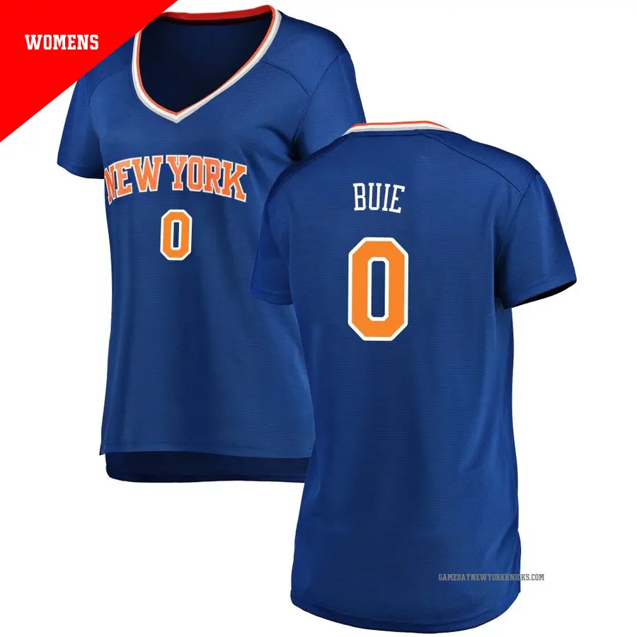 ＃0 Women's Boo Buie New York Knicks Blue Fast Break Jersey Icon Edition
