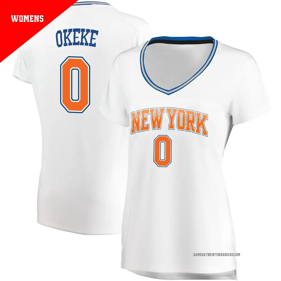 ＃0 Women's Chuma Okeke New York Knicks White Fast Break Jersey Statement Edition
