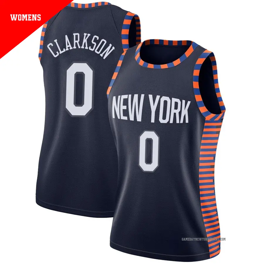 ＃0 Women's Jordan Clarkson New York Knicks 2018/19 Swingman Navy JerseyCity Edition