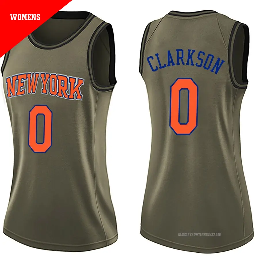 ＃0 Women's Jordan Clarkson New York Knicks Green Swingman Salute to Service Jersey
