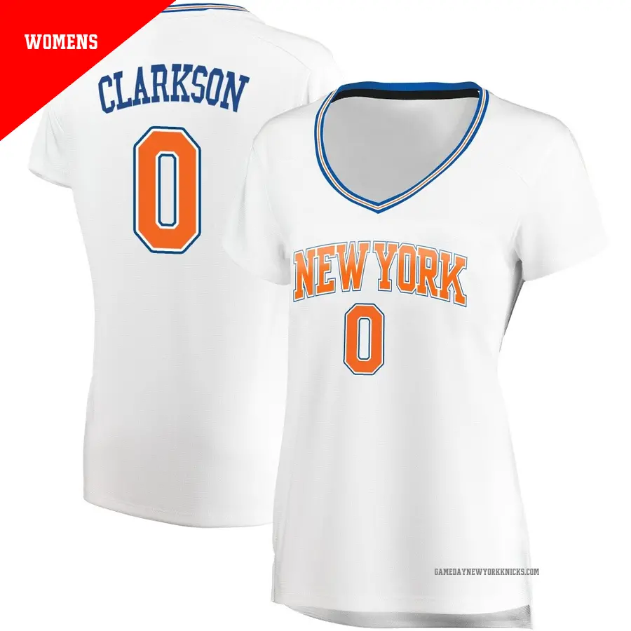 ＃0 Women's Jordan Clarkson New York Knicks White Fast Break Jersey Statement Edition