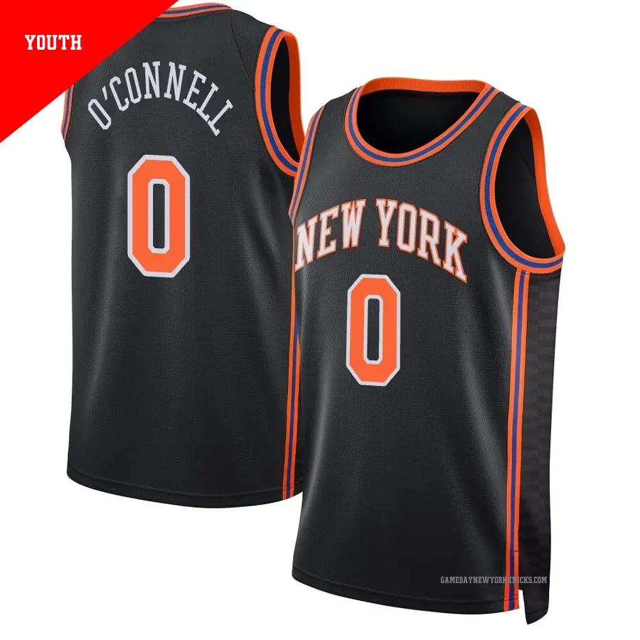 ＃0 Youth Alex O'Connell New York Knicks 2021/22 Swingman Black JerseyCity Edition