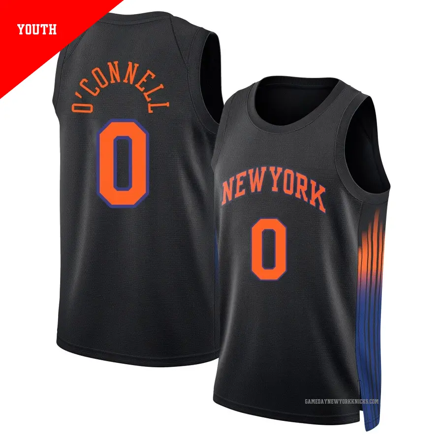 ＃0 Youth Alex O'Connell New York Knicks 2024/25 Swingman Black Statement Edition Jersey