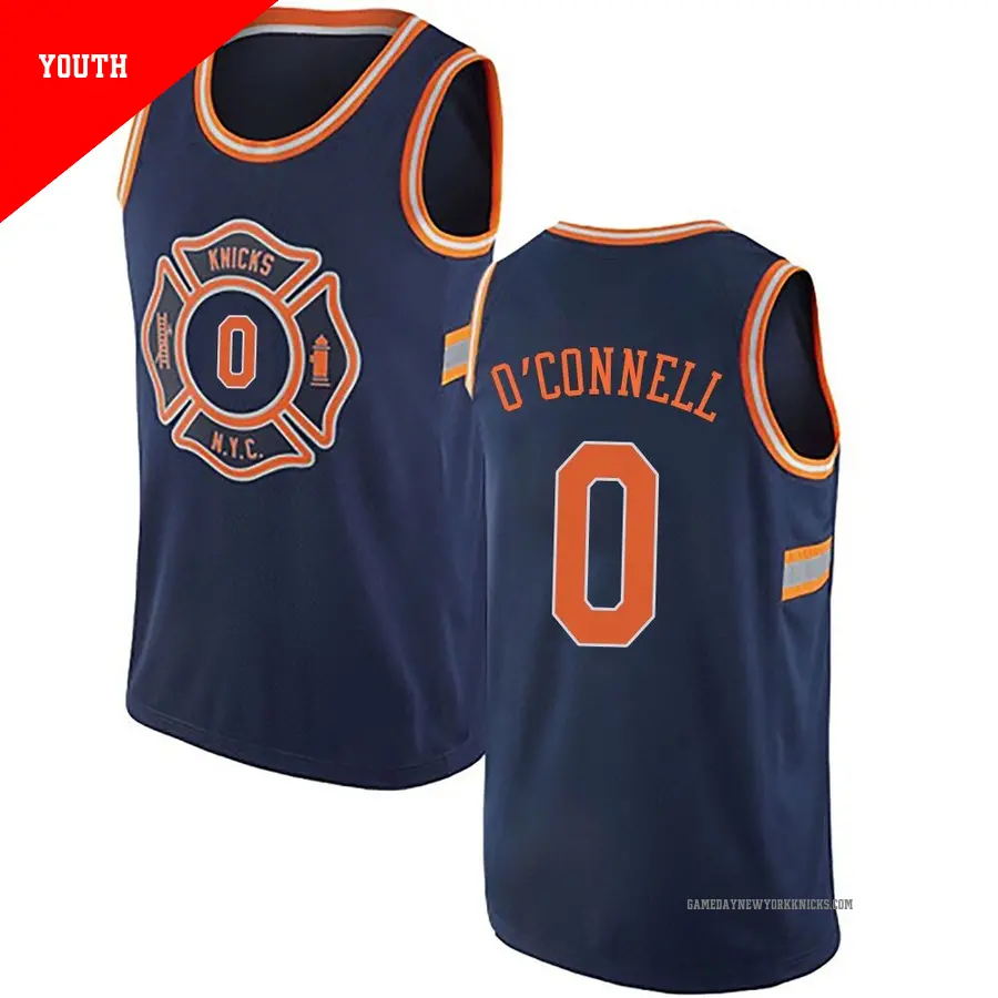 ＃0 Youth Alex O'Connell New York Knicks Navy Blue Authentic JerseyCity Edition