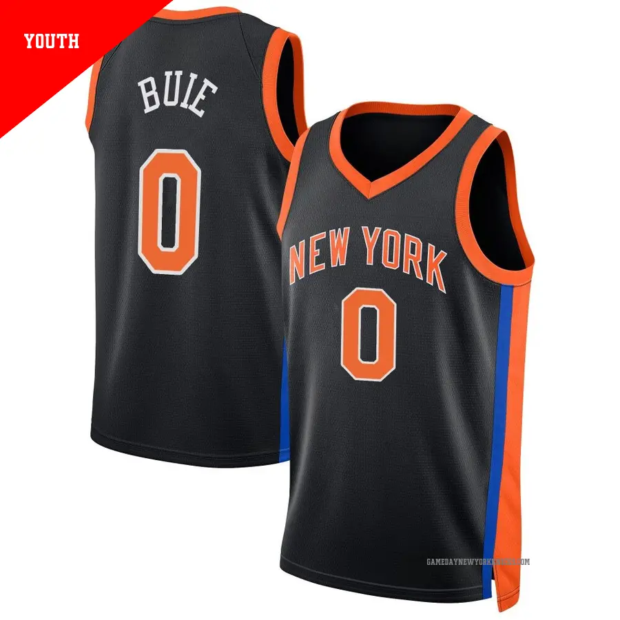＃0 Youth Boo Buie New York Knicks 2022/23 Swingman Black City Edition Jersey