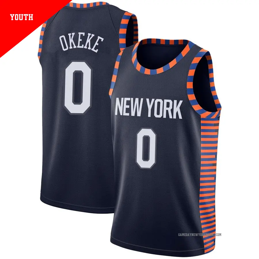 ＃0 Youth Chuma Okeke New York Knicks 2018/19 Swingman Navy JerseyCity Edition