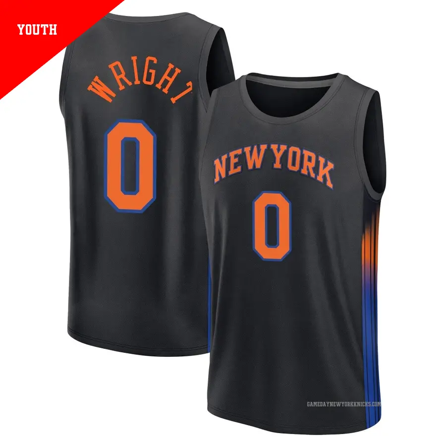 ＃0 Youth Delon Wright New York Knicks 2024/25 Fast Break Black Statement Edition Jersey