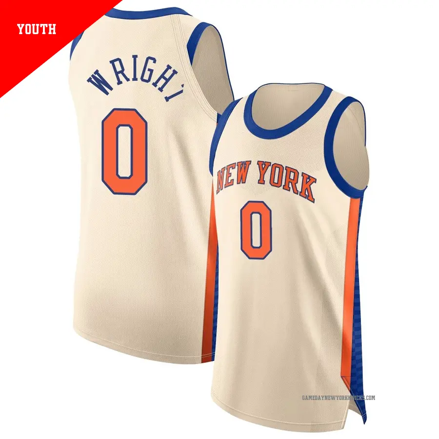 ＃0 Youth Delon Wright New York Knicks 2025/26 Authentic Cream City Edition Jersey