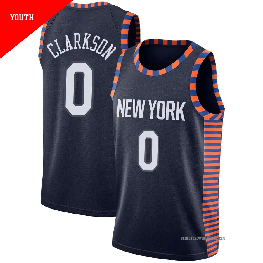 ＃0 Youth Jordan Clarkson New York Knicks 2018/19 Swingman Navy JerseyCity Edition