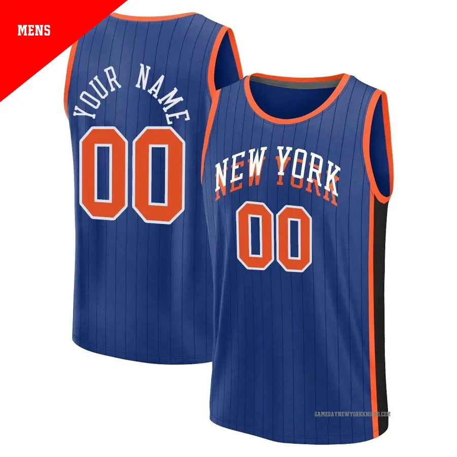 ＃00 Men's Custom New York Knicks 2023/24 Fast Break Blue City Edition Jersey