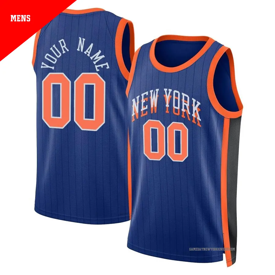 ＃00 Men's Custom New York Knicks 2023/24 Swingman Blue City Edition Jersey
