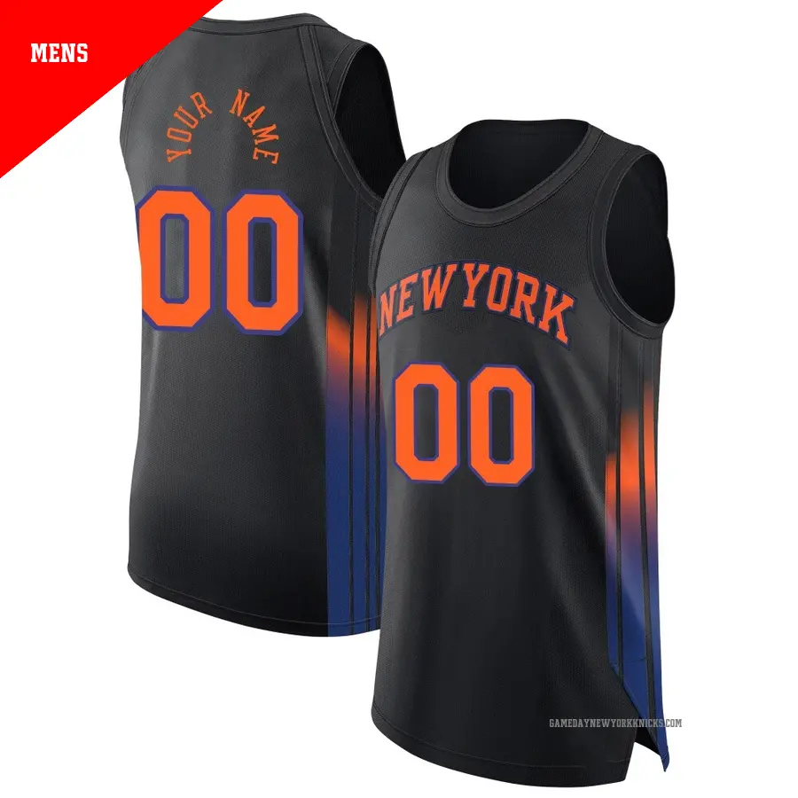 ＃00 Men's Custom New York Knicks 2024/25 Authentic Black Statement Edition Jersey