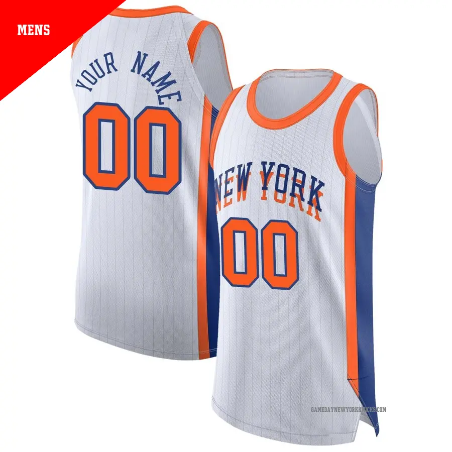 ＃00 Men's Custom New York Knicks 2024/25 Authentic White City Edition Jersey