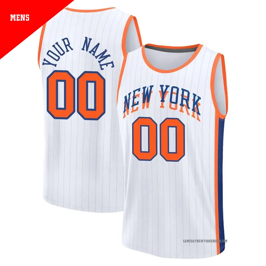 ＃00 Men's Custom New York Knicks 2024/25 Fast Break White City Edition Jersey