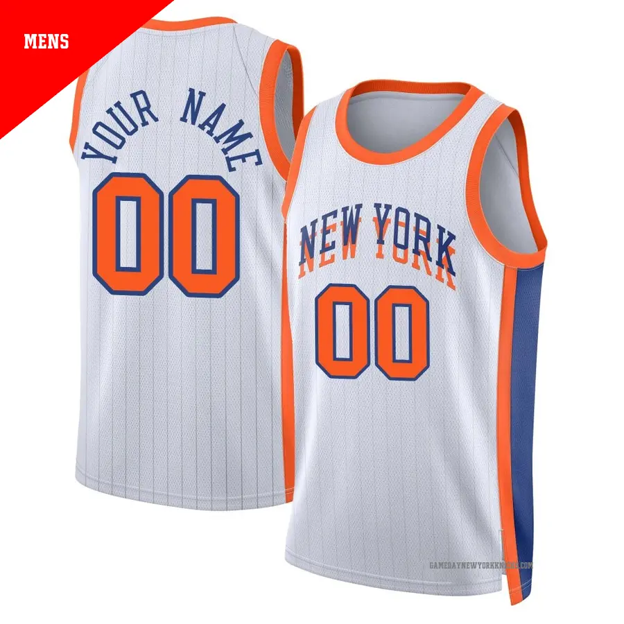 ＃00 Men's Custom New York Knicks 2024/25 Swingman White City Edition Jersey