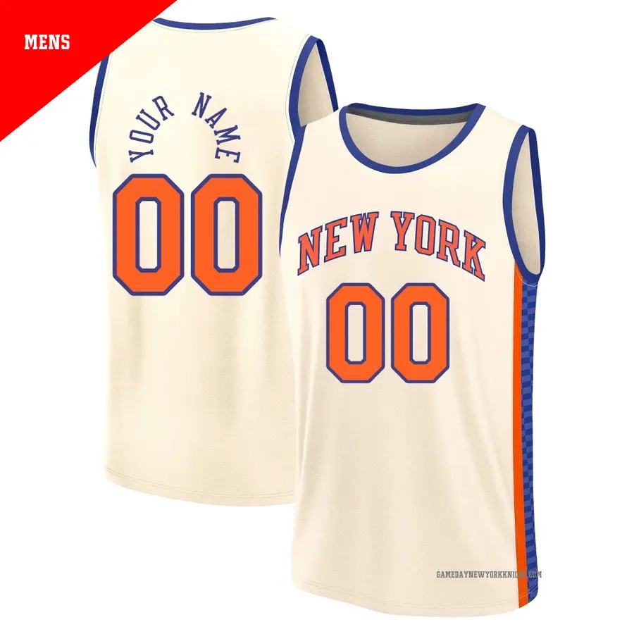 ＃00 Men's Custom New York Knicks 2025/26 Fast Break Cream City Edition Jersey