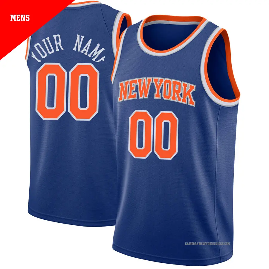 ＃00 Men's Custom New York Knicks Blue Swingman Jersey Icon Edition