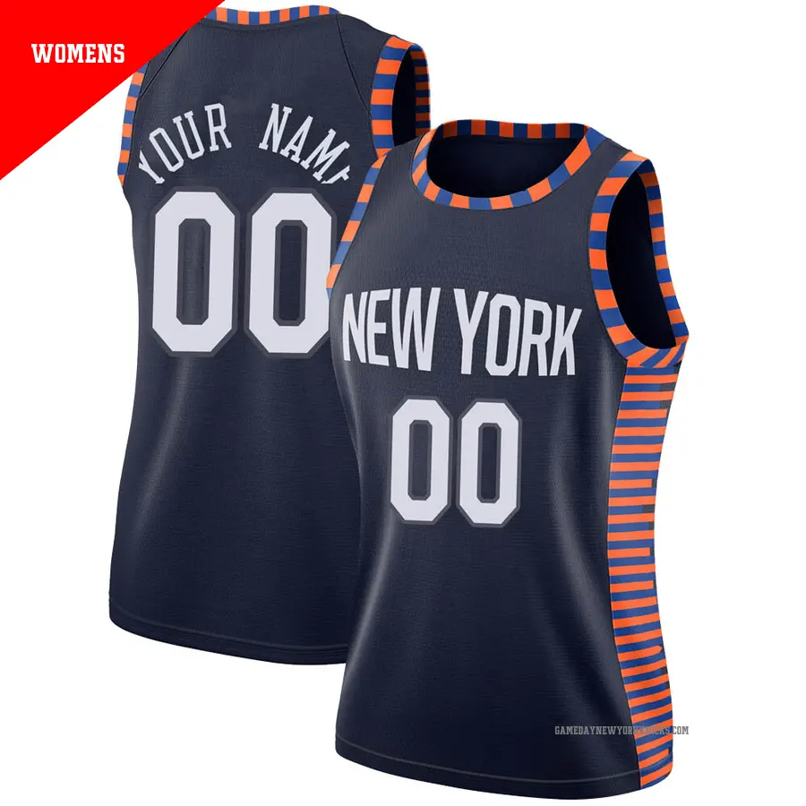 ＃00 Women's Custom New York Knicks 2018/19 Swingman Navy JerseyCity Edition