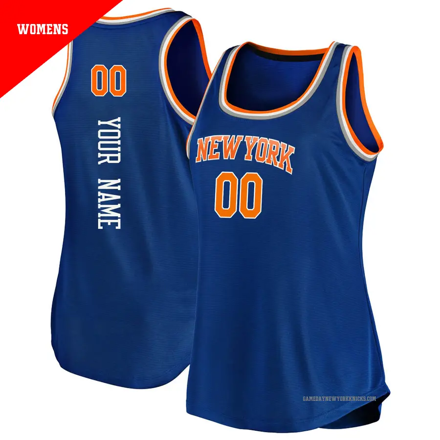 ＃00 Women's Custom New York Knicks 2019/20 Fast Break Blue Tank Jersey Icon Edition