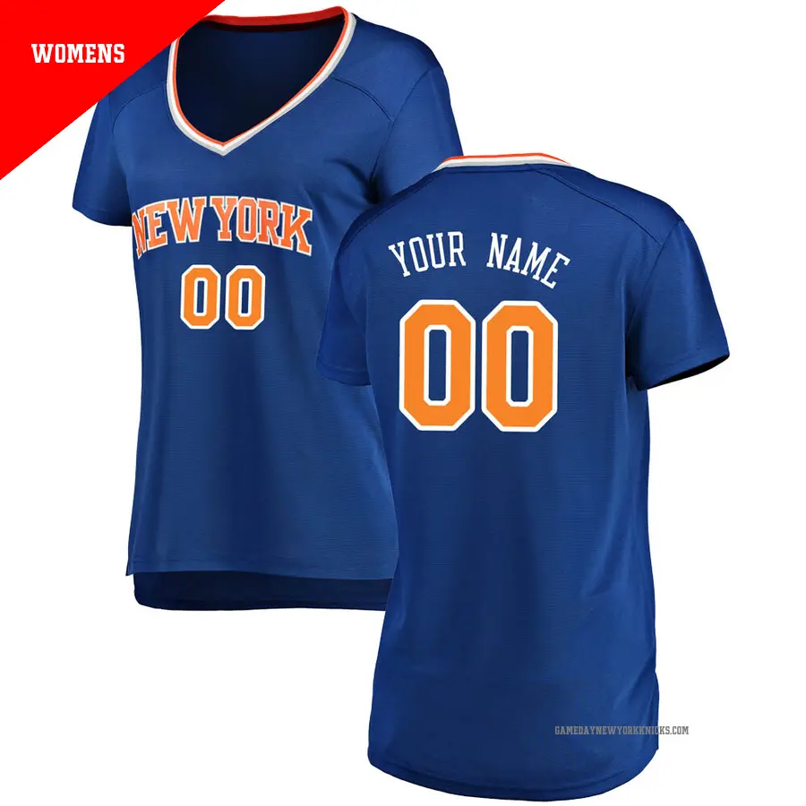 ＃00 Women's Custom New York Knicks Blue Fast Break Jersey Icon Edition