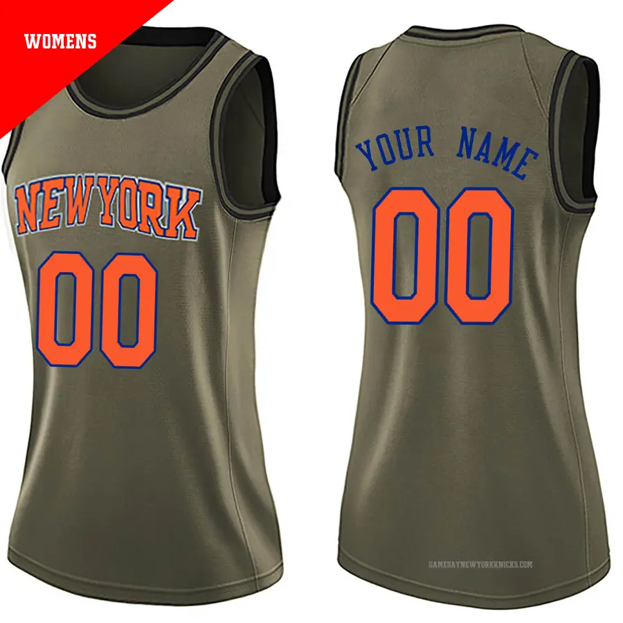 ＃00 Women's Custom New York Knicks Green Swingman Salute to Service Jersey