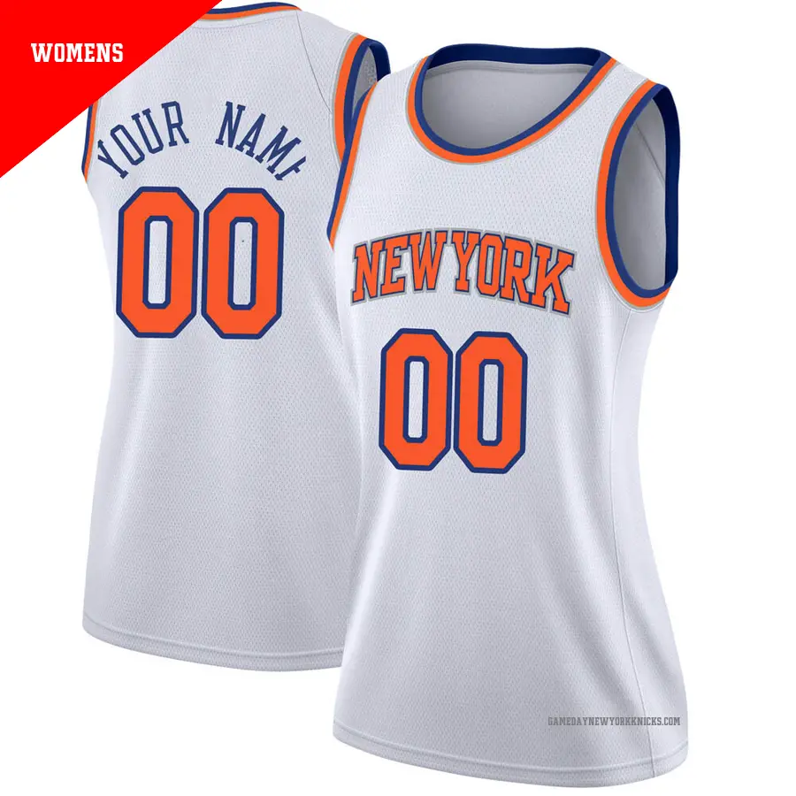 ＃00 Women's Custom New York Knicks White Swingman JerseyAssociation Edition