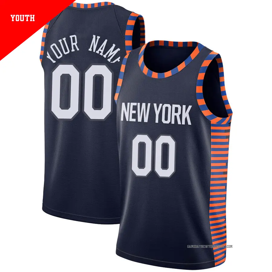 ＃00 Youth Custom New York Knicks 2018/19 Swingman Navy JerseyCity Edition