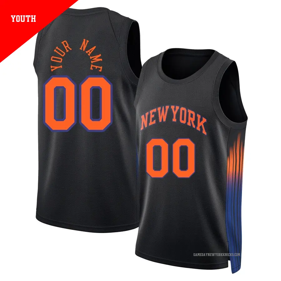 ＃00 Youth Custom New York Knicks 2024/25 Swingman Black Statement Edition Jersey