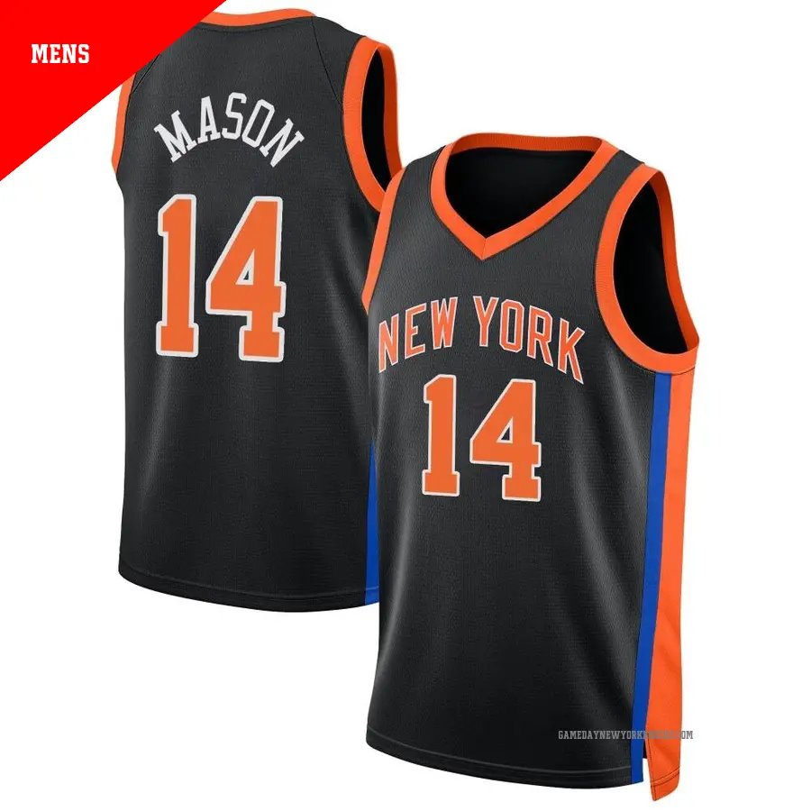 ＃14 Men's Anthony Mason New York Knicks 2022/23 Swingman Black City Edition Jersey