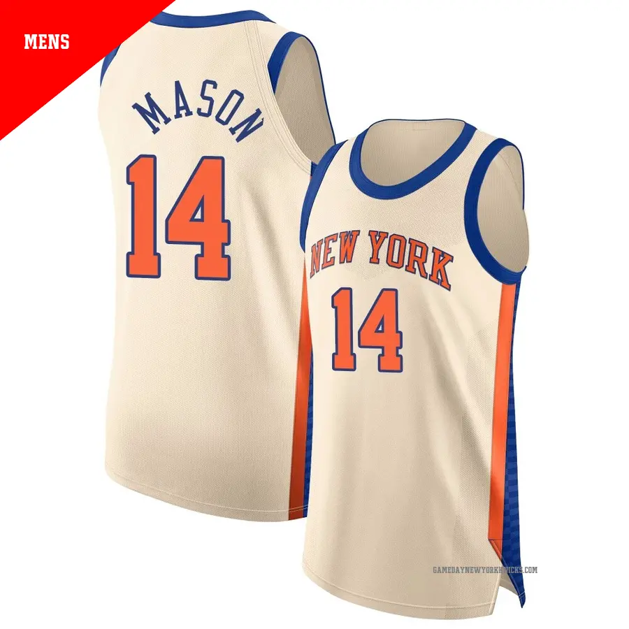 ＃14 Men's Anthony Mason New York Knicks 2025/26 Authentic Cream City Edition Jersey