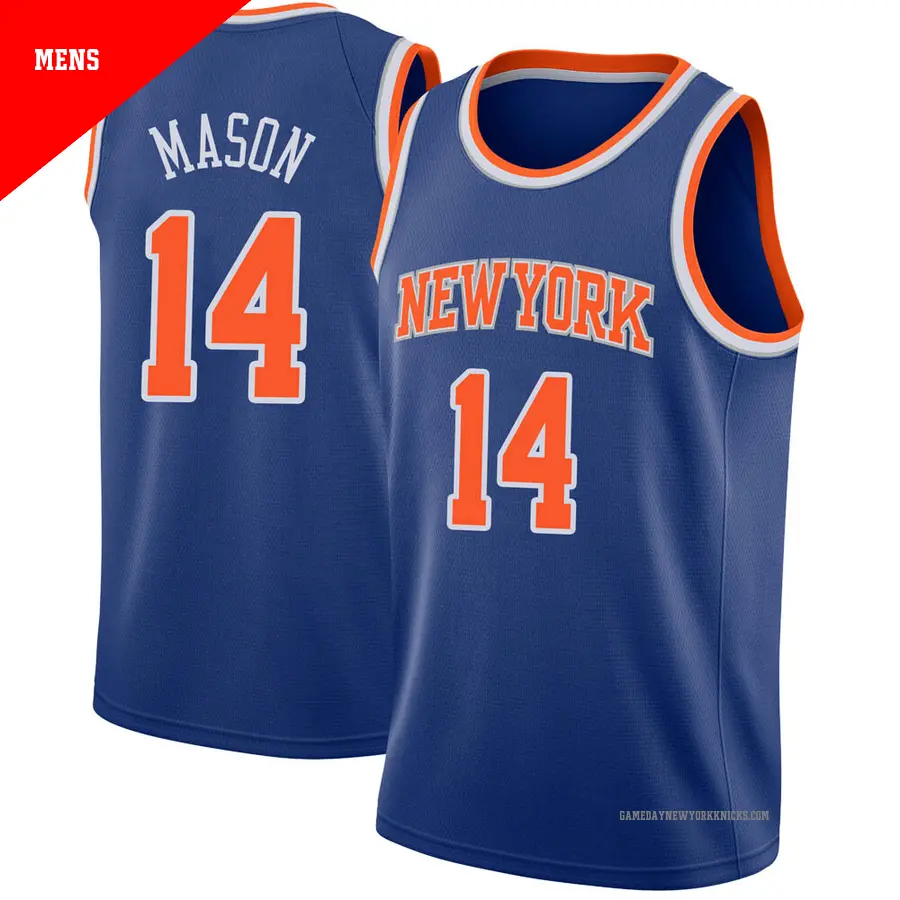 ＃14 Men's Anthony Mason New York Knicks Blue Swingman Jersey Icon Edition