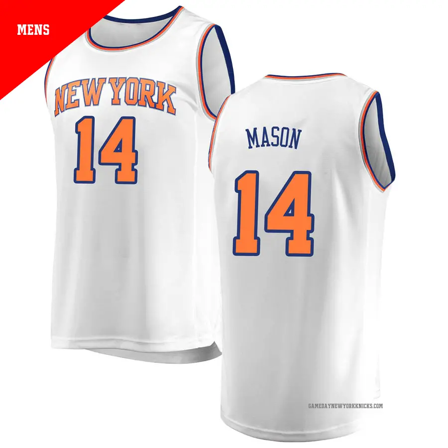 ＃14 Men's Anthony Mason New York Knicks White Fast Break JerseyAssociation Edition