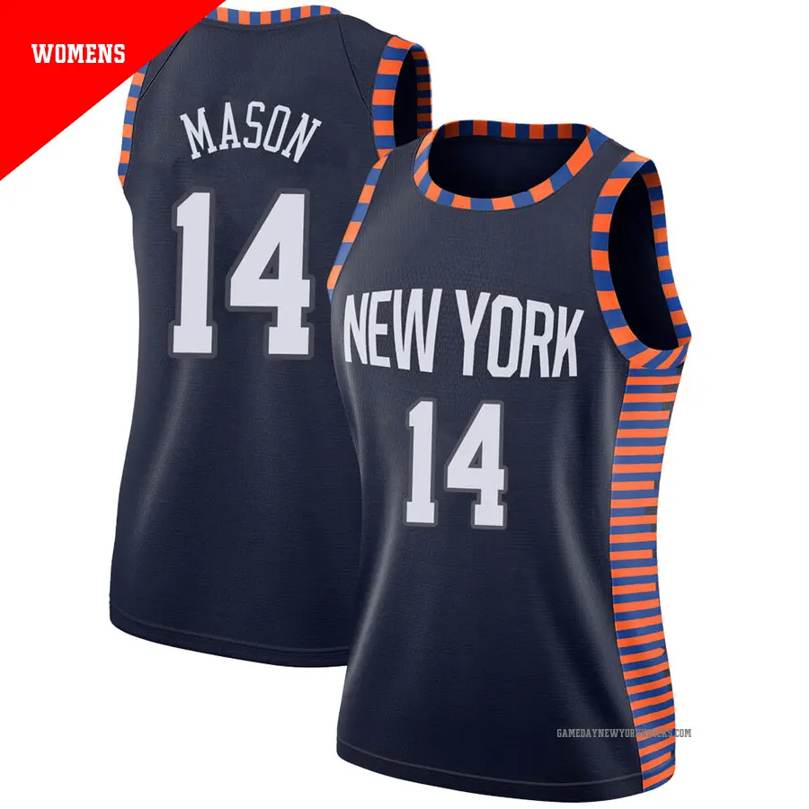 ＃14 Women's Anthony Mason New York Knicks 2018/19 Swingman Navy JerseyCity Edition
