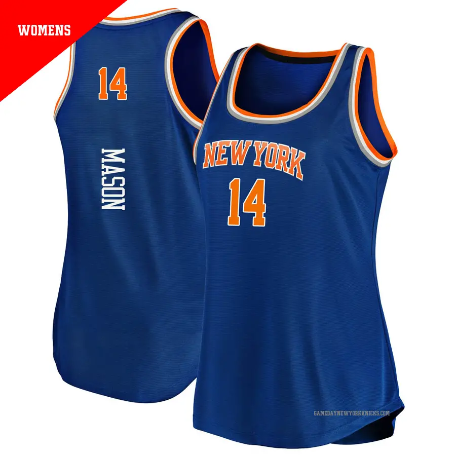 ＃14 Women's Anthony Mason New York Knicks 2019/20 Fast Break Blue Tank Jersey Icon Edition