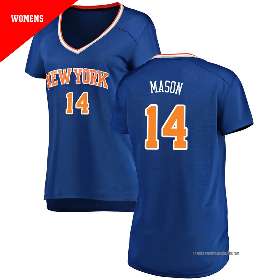 ＃14 Women's Anthony Mason New York Knicks Blue Fast Break Jersey Icon Edition