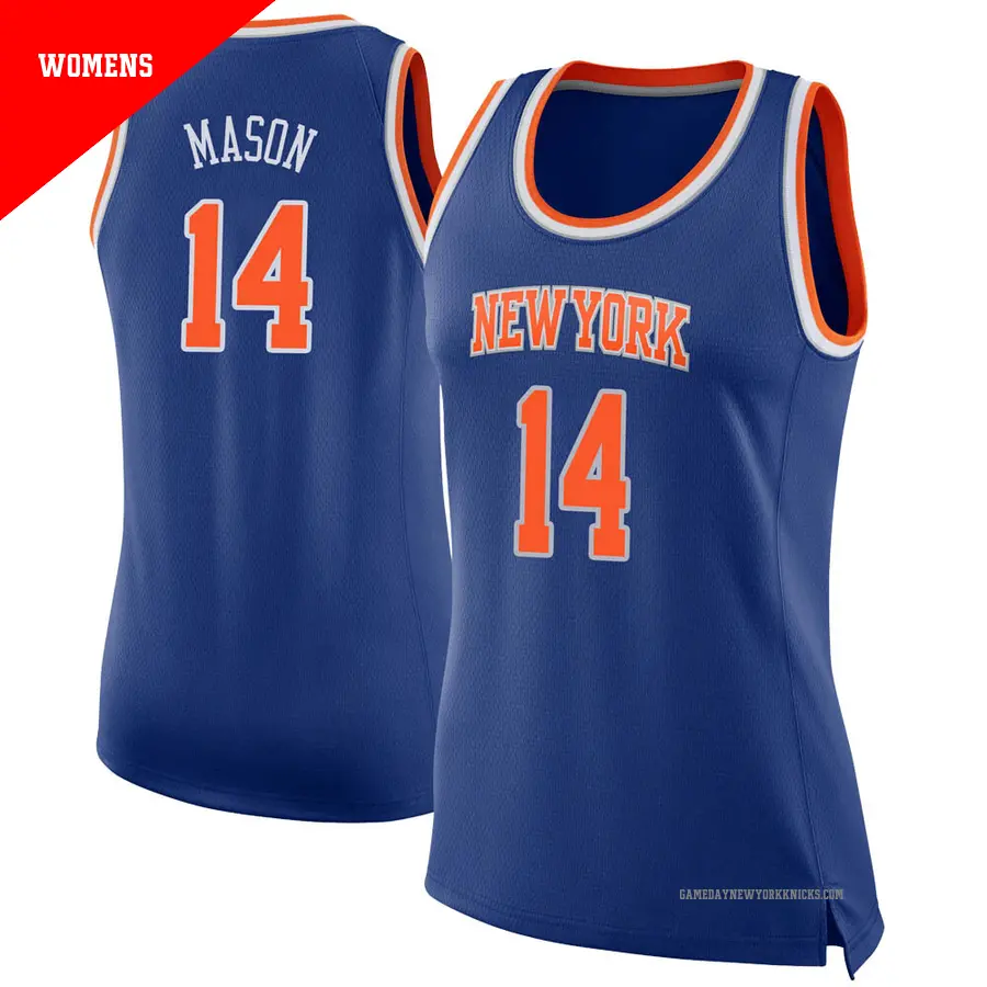 ＃14 Women's Anthony Mason New York Knicks Blue Swingman Jersey Icon Edition