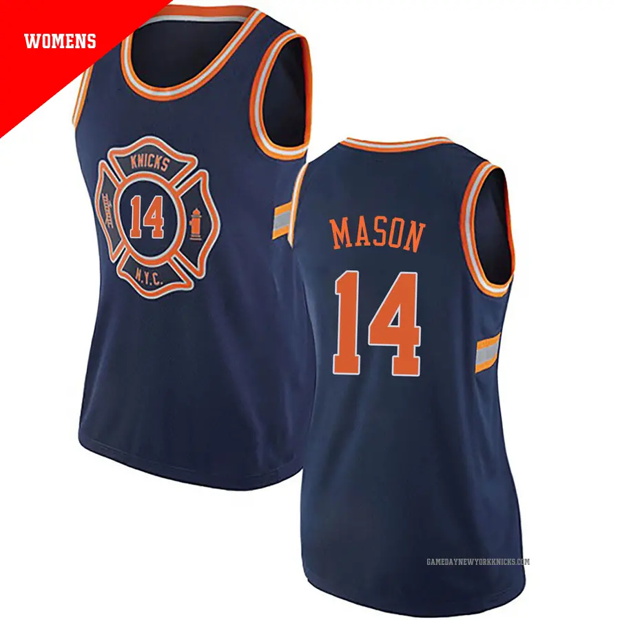 ＃14 Women's Anthony Mason New York Knicks Navy Blue Authentic JerseyCity Edition