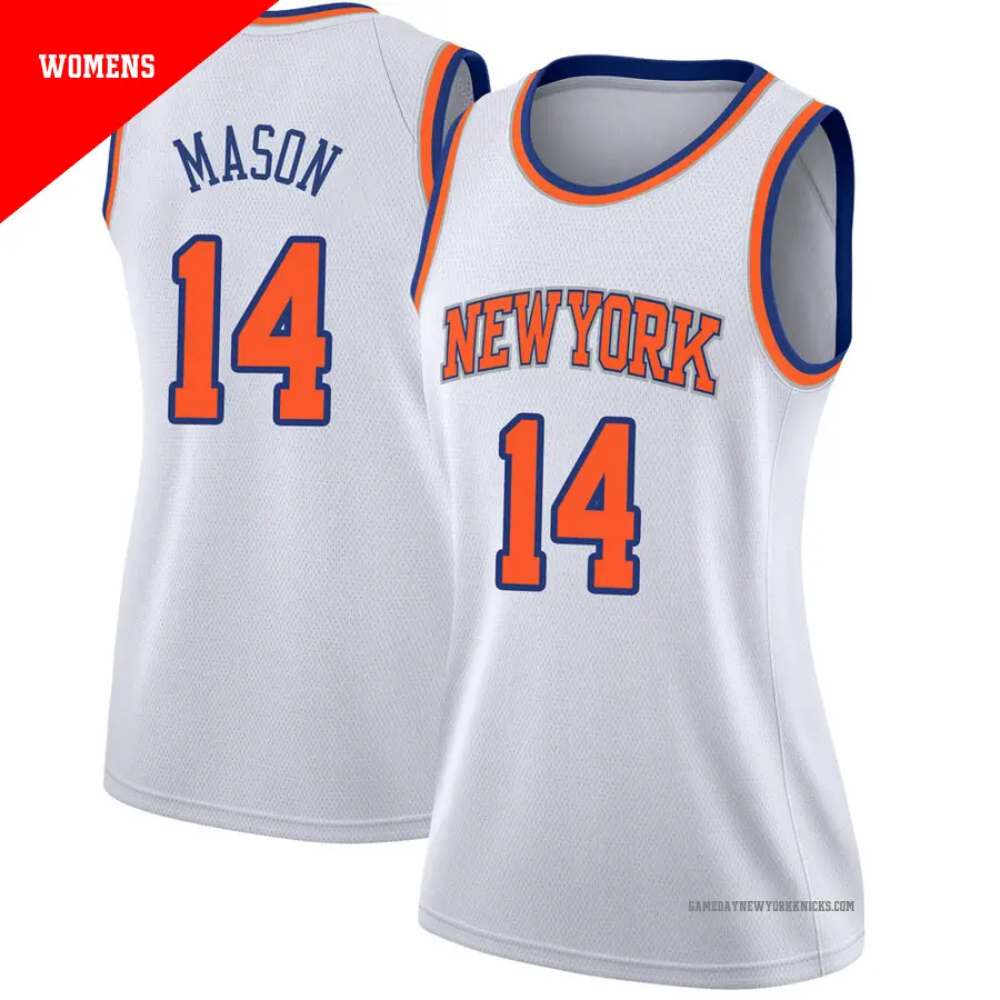 ＃14 Women's Anthony Mason New York Knicks White Swingman JerseyAssociation Edition