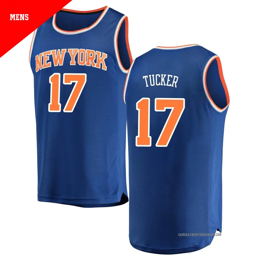 ＃17 Men's P.J. Tucker New York Knicks Blue Fast Break Jersey Icon Edition