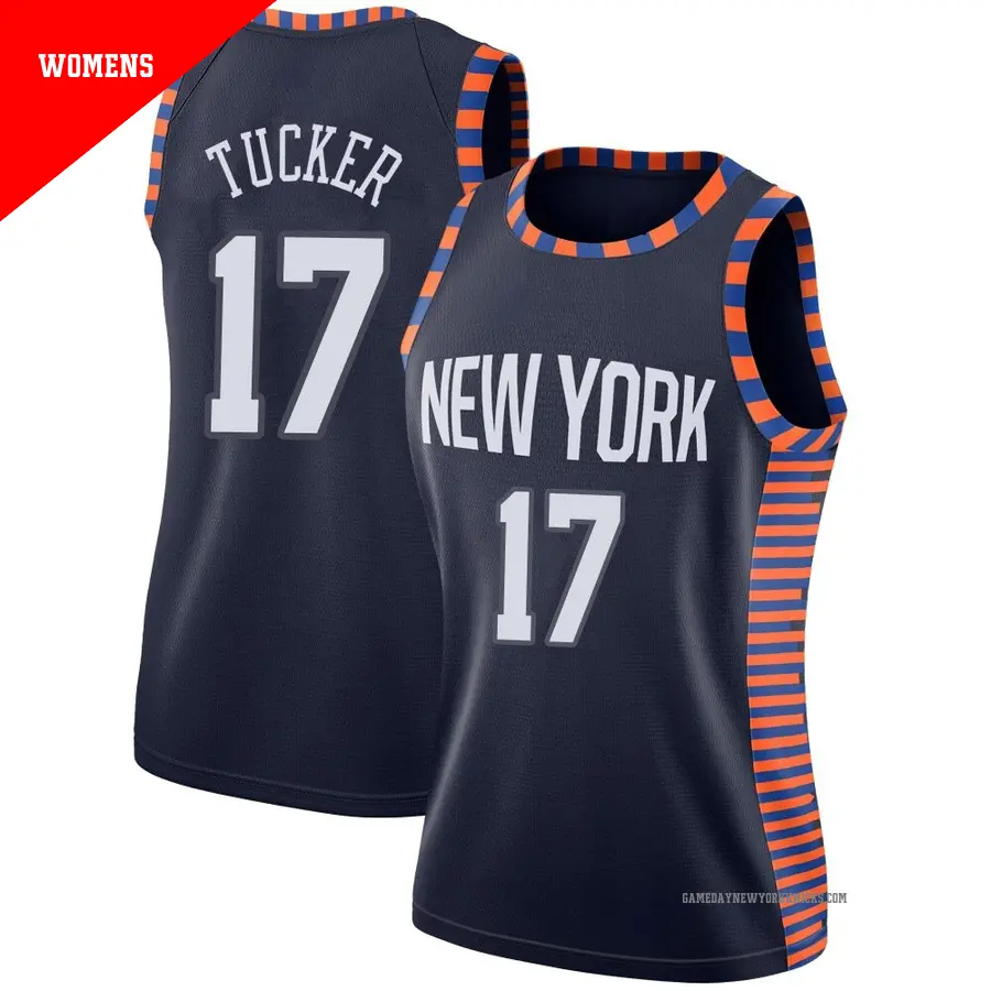 ＃17 Women's P.J. Tucker New York Knicks 2018/19 Swingman Navy JerseyCity Edition