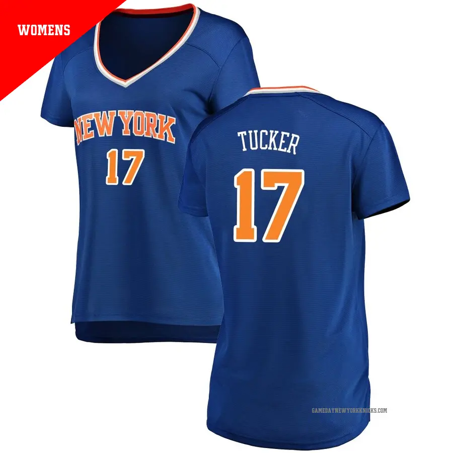 ＃17 Women's P.J. Tucker New York Knicks Blue Fast Break Jersey Icon Edition